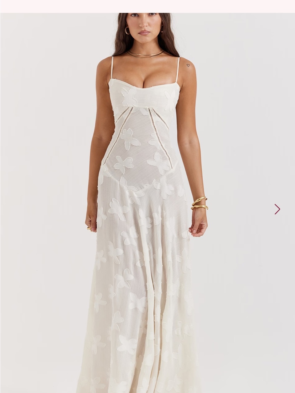 House of CB Ivory Floral Appliqué Maxi Dress